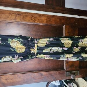 Floral Maxi Dress with Yellow Roses